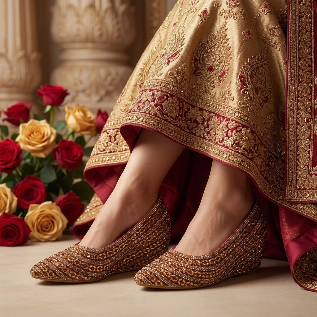 Premium Gold Embellished Party Pump Heels for Women | Wedding & Evening Wear-501