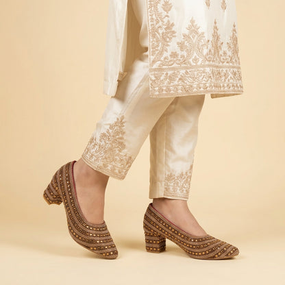 Premium Gold Embellished Party Pump Heels for Women | Wedding & Evening Wear