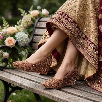 Premium Gold Embellished Party Pump Heels for Women | Wedding & Evening Wear-501