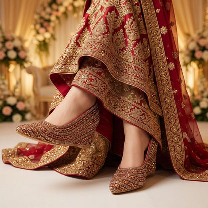 Premium Gold Embellished Party Pump Heels for Women | Wedding & Evening Wear-501
