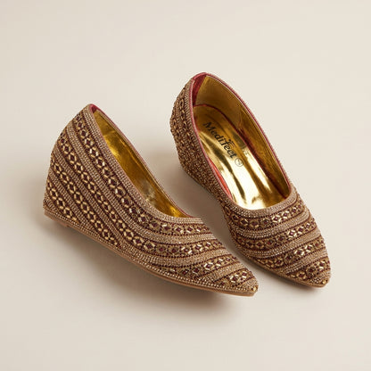 Premium Gold Embellished Party Pump Heels for Women | Wedding & Evening Wear-501